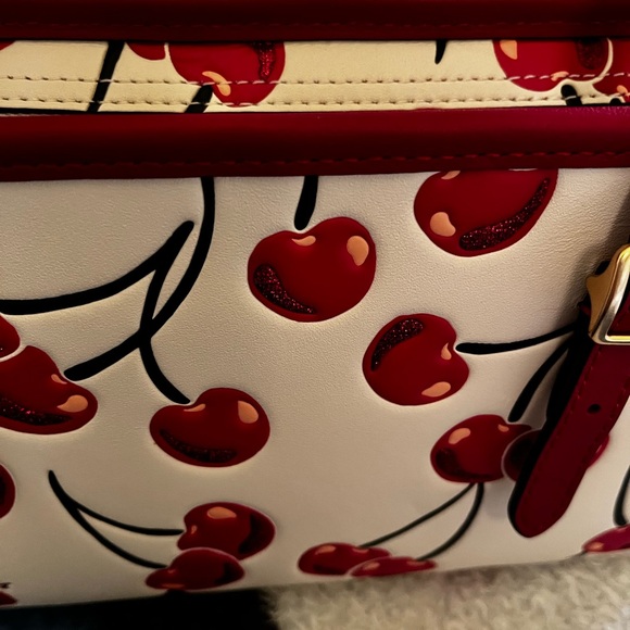 Coach Swing Zip Cherry Print Leather Bag - Picture 10 of 16